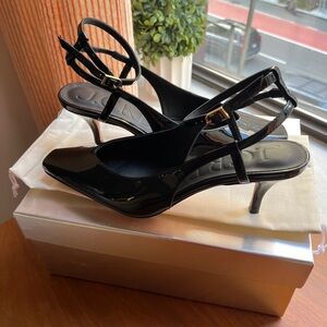 Black patent heels